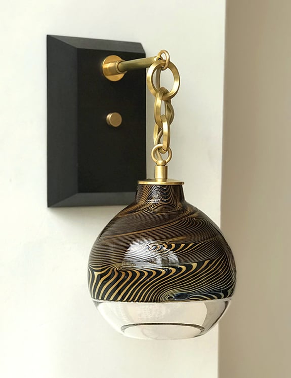 Wood Grain Ball & Chain Wall Sconce